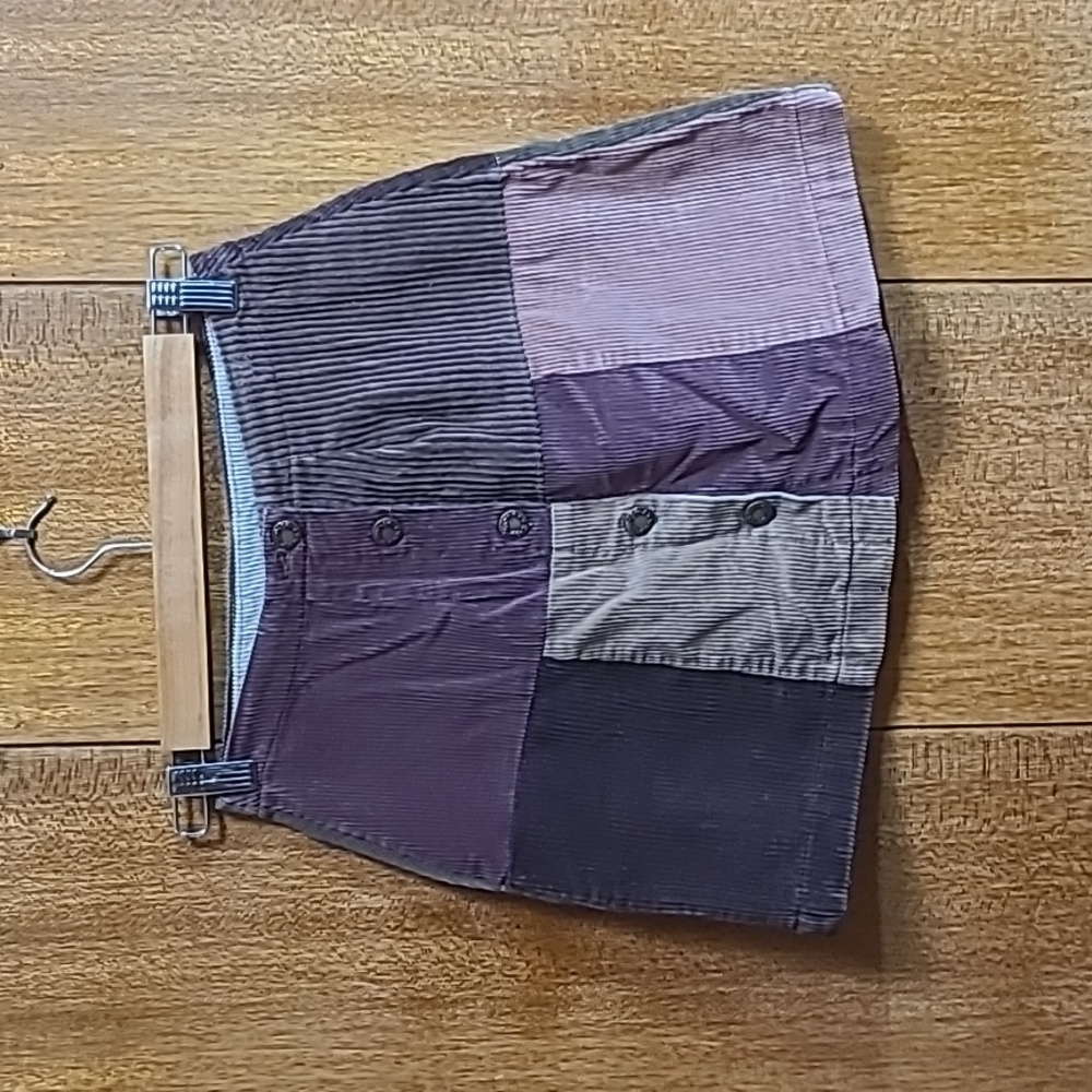 Vintage corduroy button front patchwork miniskirt